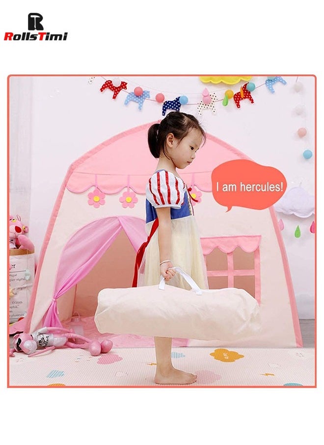 RollsTimi  - Flower Kids Play Tent with Star Lights Large Indoor Childrens Playhouse for Girls - Image 1