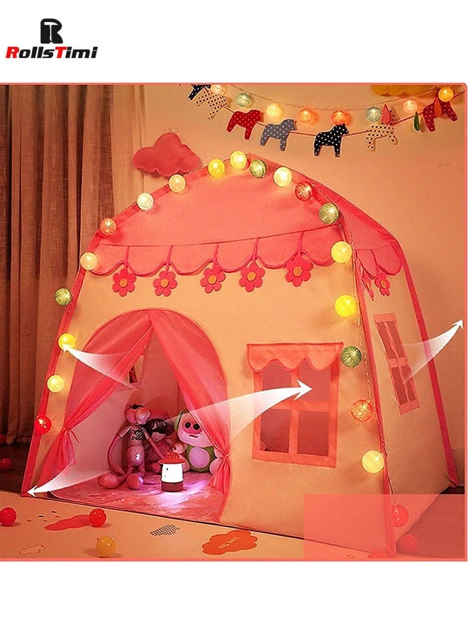 RollsTimi  - Flower Kids Play Tent with Star Lights Large Indoor Childrens Playhouse for Girls - Image 1