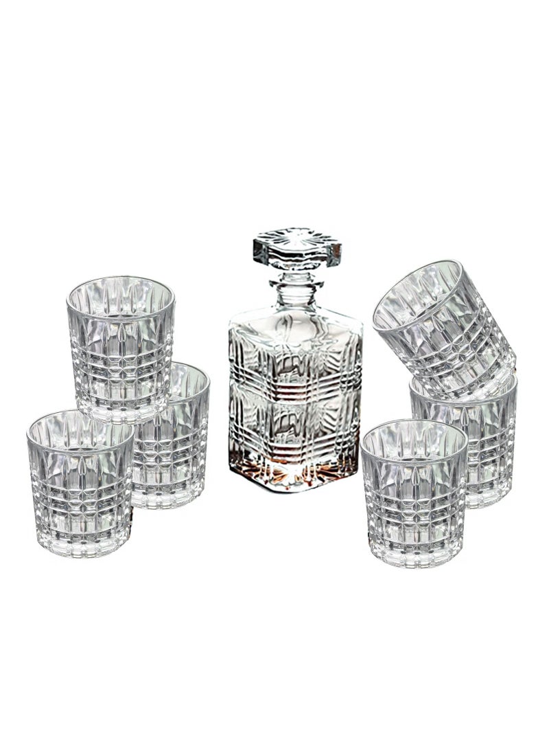 GGEROU 7 Piece Decorative Whiskey Decanter Set with Top-Lead Free Glass for Scotch, Bourbon, Cognac  - Image 1