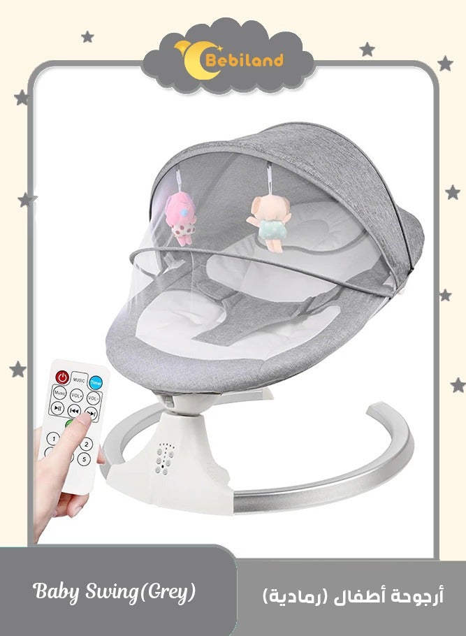 Bebiland Baby Swing for Infants, Portable Electric Bluetooth Baby Swing with Music for Newborn, 5 Speed Adjustment, Mosquito Net and Toy, Portable Baby Rocker - Image 1