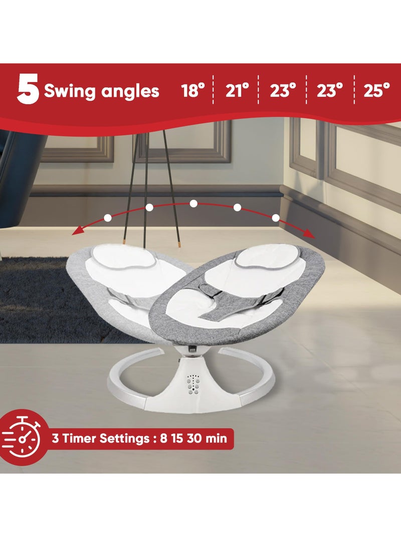 Bebiland Baby Swing for Infants, Portable Electric Bluetooth Baby Swing with Music for Newborn, 5 Speed Adjustment, Mosquito Net and Toy, Portable Baby Rocker - Image 2