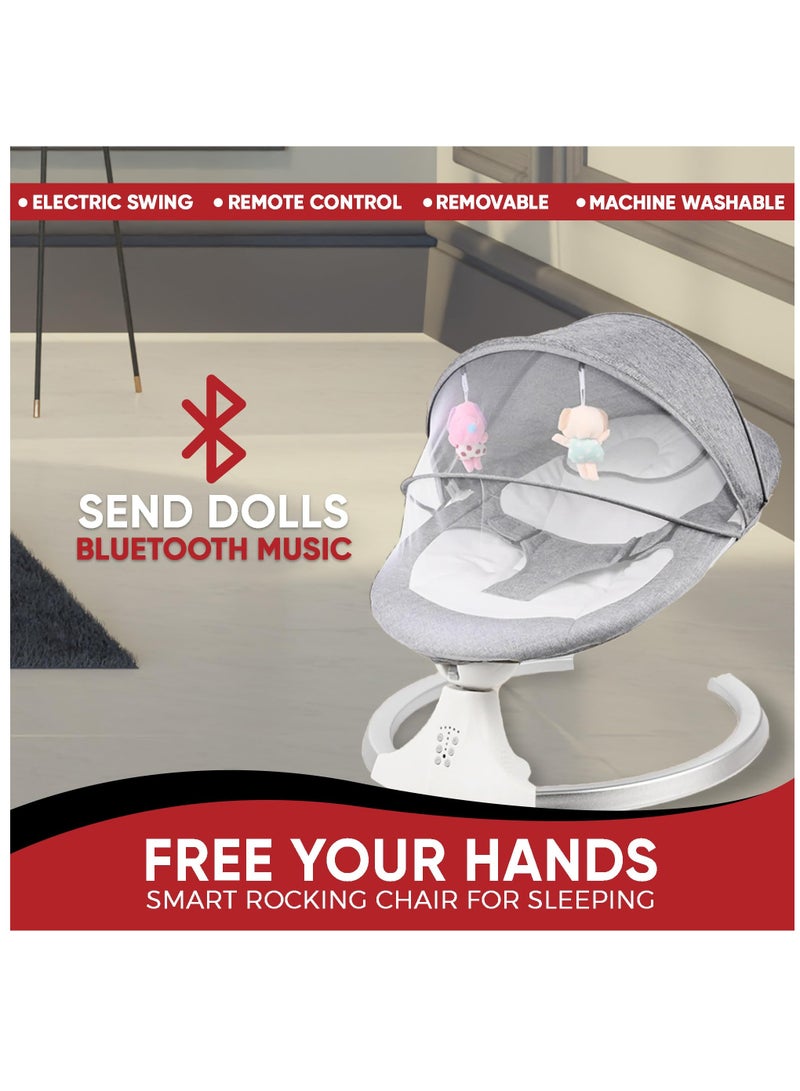 Bebiland Baby Swing for Infants, Portable Electric Bluetooth Baby Swing with Music for Newborn, 5 Speed Adjustment, Mosquito Net and Toy, Portable Baby Rocker - Image 3