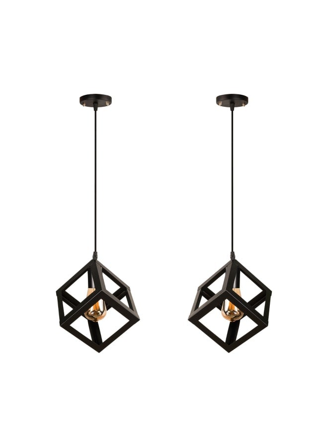El Rawda Lighting 2 Pcs Modern And Unique Single Pendants Suitable For All Uses | modern decorative LED E27 pendant light ceiling lamp hanging | suitable for any room | Color: Black | Size: 70x22x22 cm