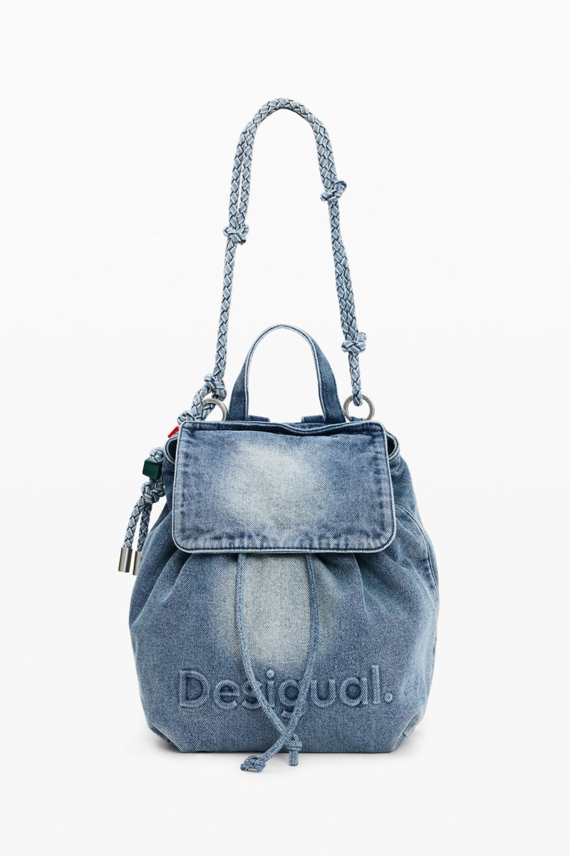 DESIGUAL Small backpack with flap, in denim fabric - Image 5