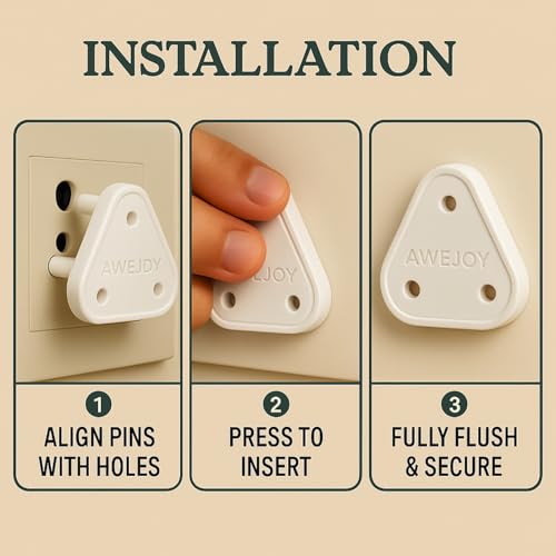 AWEJOY 6 Piece Baby Proof Socket Covers – Electric Socket Protector, Child-Safe Switch Board Dummy Plugs, Baby Safety Guards for Home (White) - Image 5