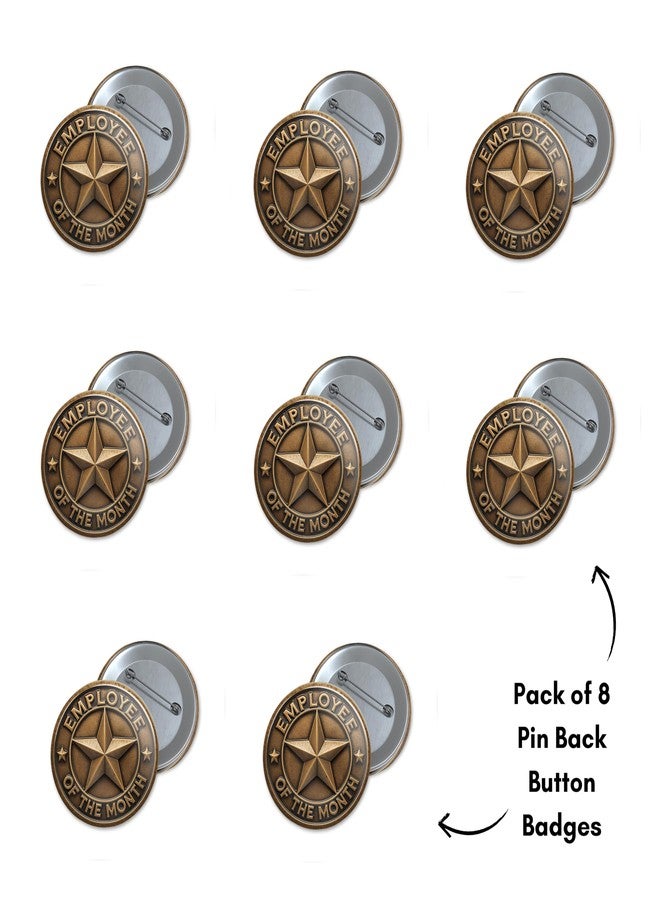 Gogirgit Badges for Multiple Occasions | 58mm Pin Back Button Badge | Matte Coated Scratchproof Water Resistant | Pack of 8 (Employee of the month, 8) - Image 3