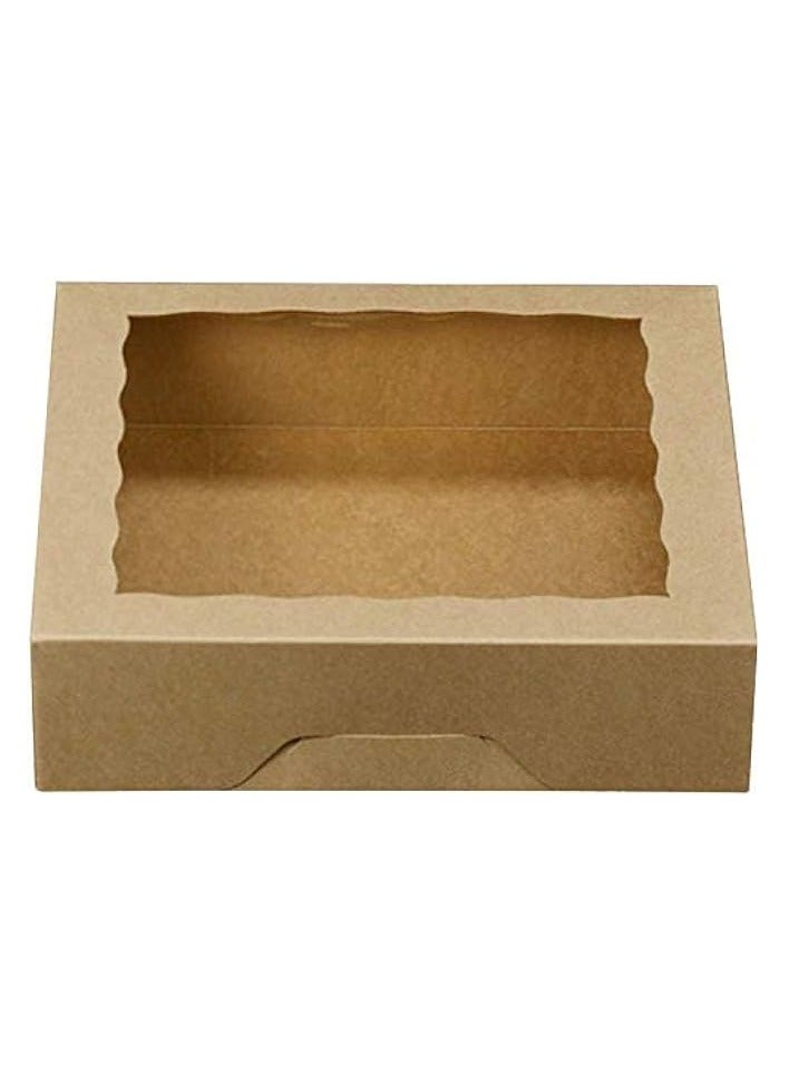 Green Tiger 10inch Natural Kraft Bakery Pie Boxes With PVC Windows,Large Cookie box 10x10x2.5inch 12 of Pack (Brown,12) - Image 1
