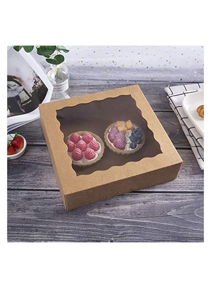 Green Tiger 10inch Natural Kraft Bakery Pie Boxes With PVC Windows,Large Cookie box 10x10x2.5inch 12 of Pack (Brown,12) - Image 4