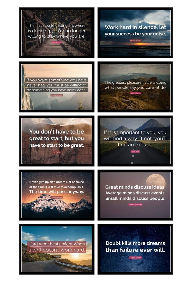 KREEPO Inspirational and Motivational Paper Poster for Student Wall and Door Decoration for Home and Official use (12 x 18 inch, Multicolour) Set of-10 - Image 1