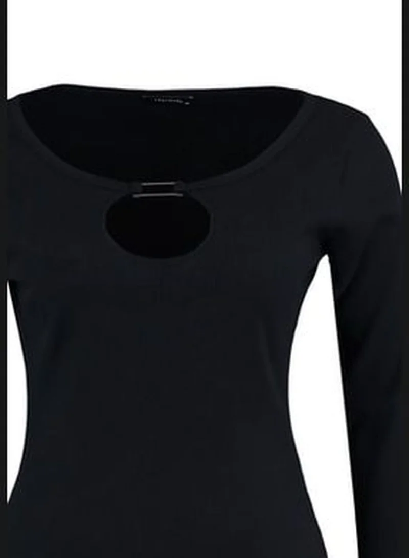 trendyol Black Cut Out Detailed Knitted Body with Snap fastener