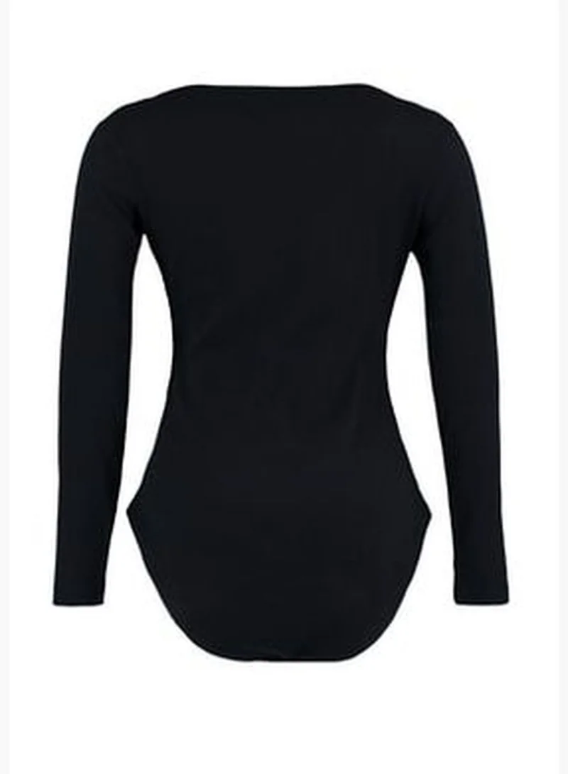 trendyol Black Cut Out Detailed Knitted Body with Snap fastener