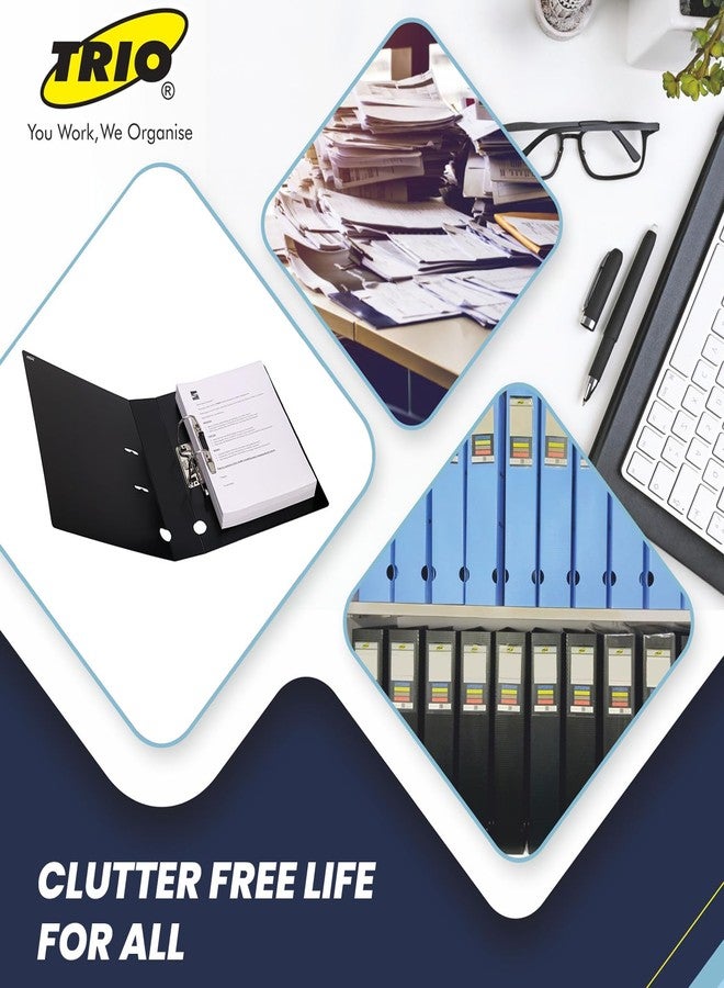 تريو ملفات ثلاثية بمشابك - ملف صندوقي بذراع مقوسة مع مسامير مقاومة للصدأ - يتسع لما يصل إلى 500 ورقة - عبوة سوداء من قطعتين - Image 5