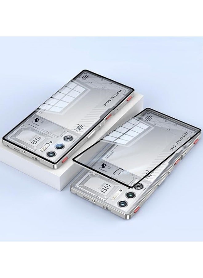 عام غطاء متوافق مع هاتف ريد ماجيك 9 برو / 9 برو بلس، إطار معدني + ظهر زجاجي شفاف واقٍ من الكسر مع حماية صدمات الكاميرا. - Image 1