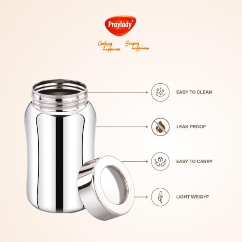 Praylady 500ml Stainless Steel Airtight Canister | Leak-Proof | Tea, Coffee & Sugar Storage Jar | See-Through Lid | Food Grade | Rust-Free | Kitchen Container - Image 2