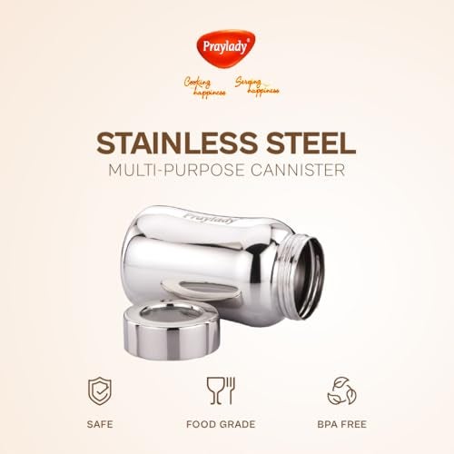 Praylady 500ml Stainless Steel Airtight Canister | Leak-Proof | Tea, Coffee & Sugar Storage Jar | See-Through Lid | Food Grade | Rust-Free | Kitchen Container - Image 5