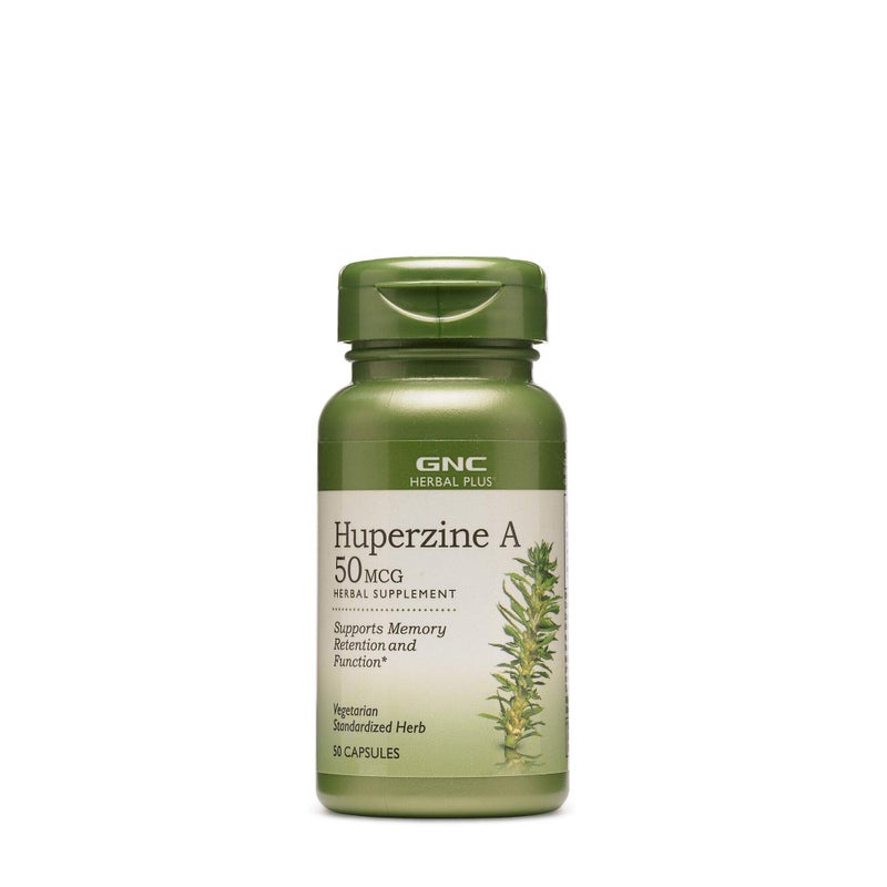 GNC GNC Herbal Plus Huperzine A 50mcg Supplement Vegetarian Supports Memory Retention and Function 50 Servings 