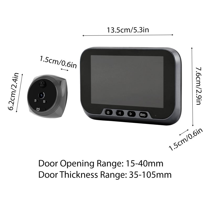 4.5 بوصة كاميرات مدخل الباب النظرة المصغرة للشقة كاميرا LCD 2MP ناظر نظر باب مصغر رقمي 135 درجة كاميرا حرارية لونية لاكتشاف الجسم البشري 1080P مراقب الباب بطارية مدمجة 3800mAh ذكي - Image 5