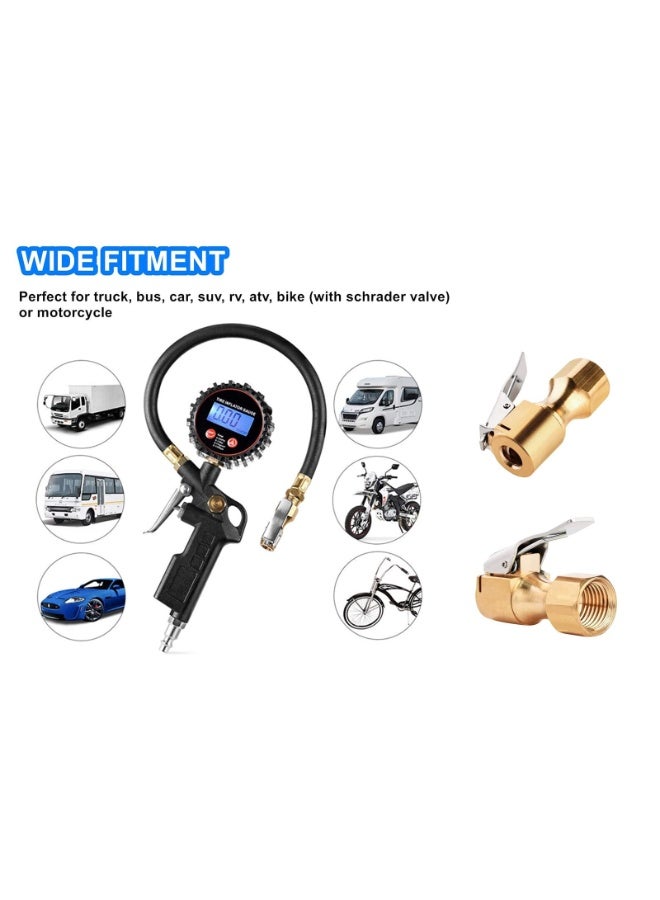 Heavy Duty Brass Air Chuck, Closed Flow Straight Tire Chuck with Lock-on Clip,  Tyre Chuck for Tire Inflator Pressure Gauge Air Pump Compressor Accessories - Image 3