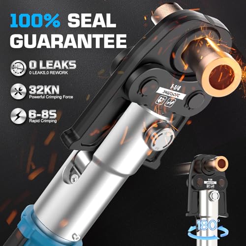 SWANSOFT Pro Press Tool, 32KN 18V 4Ah Hydraulic Copper Crimping Tool Electric with 4 US Standard Jaws 1/2", 3/4'', 1", 1-1/4" Pro Press Copper Crimper Tool, ProPress Tool Kit - Image 2