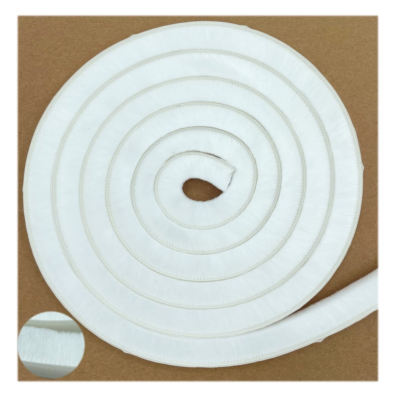 Zhilokdor Felt Pile Weather Stripping Brush for Sliding WindowsDoors Frame Side Self Adhesive Weatherstrip Seal Strip Sealer for Soundproofing 16ft x1132 Backing x 916 Brush inch White - Image 2
