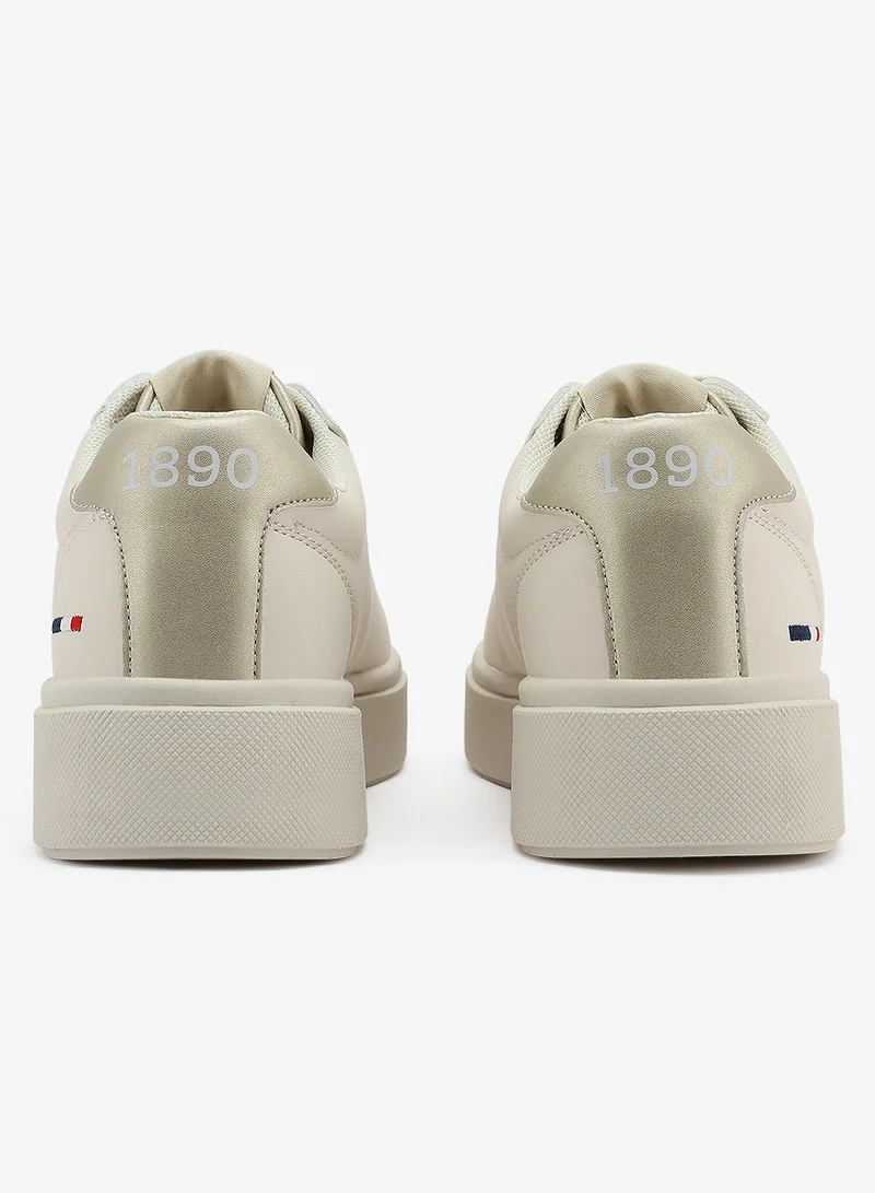 U.S. Polo Assn. beige Women's Beige Low-Top Sneakers - Stylish Lace-Up Design Shoes, Perfect for Casual Outings for Women | Best Price UAE