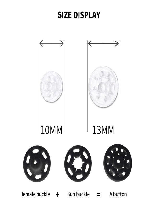 GTAAOY 100 Sets GTAAOY Fasteners Press Snap Button for Shirt, Resin Plastic Nylon Invisible Sewing on Snap Button with Storage Box for Clothing, DIY Craft, Baby Bibs, Transparent-10mm - Image 2