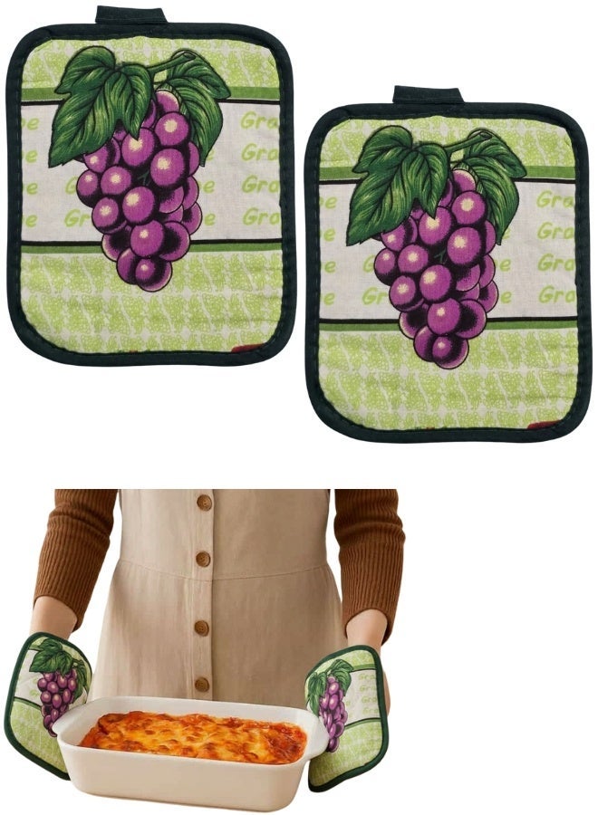 مساكات قماش للمطبخ 2 قطعة عازلة للحرارة العالية ومقاومة للسخونة – حامل أواني وأطباق ساخنة وصواني الفرن – واقيات يد قماشية آمنة لحمل القدور والطواجن – مساكات مطبخ عملية ومتعددة الاستخدامات للحماية من الحروق أثناء الطهي والتقديم اليومي في المطبخ20x17 سم - Image 1