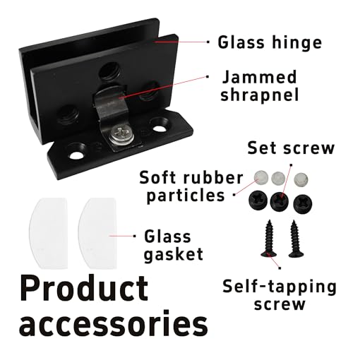 bociloy 2Pcs Matte Black Glass Cabinet Door Hinges, Zinc Alloy Frameless Glass Door Hinge Clamp for Wine Cabinet, Display Cabinets, No Drill Installation, 1.85” Width - Image 3