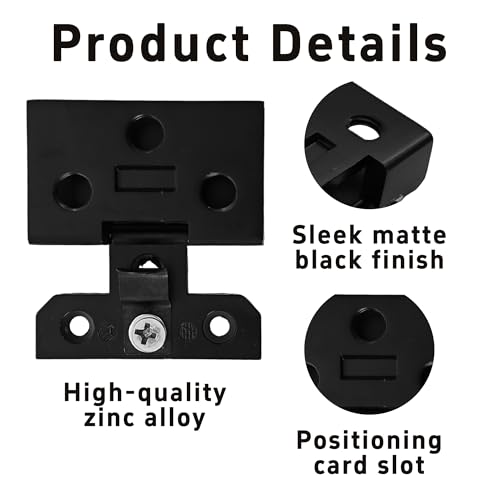 bociloy 2Pcs Matte Black Glass Cabinet Door Hinges, Zinc Alloy Frameless Glass Door Hinge Clamp for Wine Cabinet, Display Cabinets, No Drill Installation, 1.85” Width - Image 4