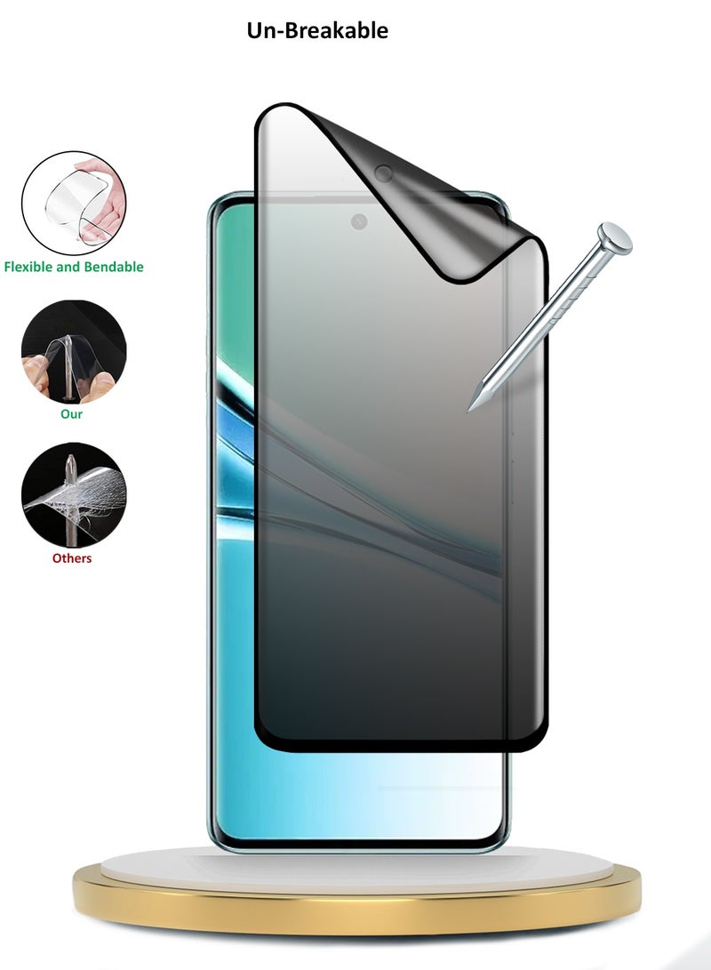 Wtech Xiaomi Redmi Note 15 5G 2025 Premium Nano Ceramic Privacy Full Glue Full Cover Matte Flexible Screen Protector (MSCNMP) - Clear/Black - Image 3