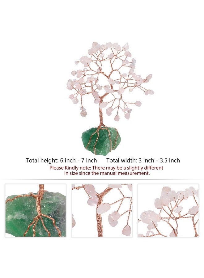 رووك كلاود شجرة نقود كريستالية من روك كلاود بقاعدة من عناقيد الفلوريت الخام غير المنتظمة، شجرة بونساي محظوظة مصنوعة من أسلاك النحاس لديكور سطح المكتب والمنزل، كوارتز وردي - Image 2