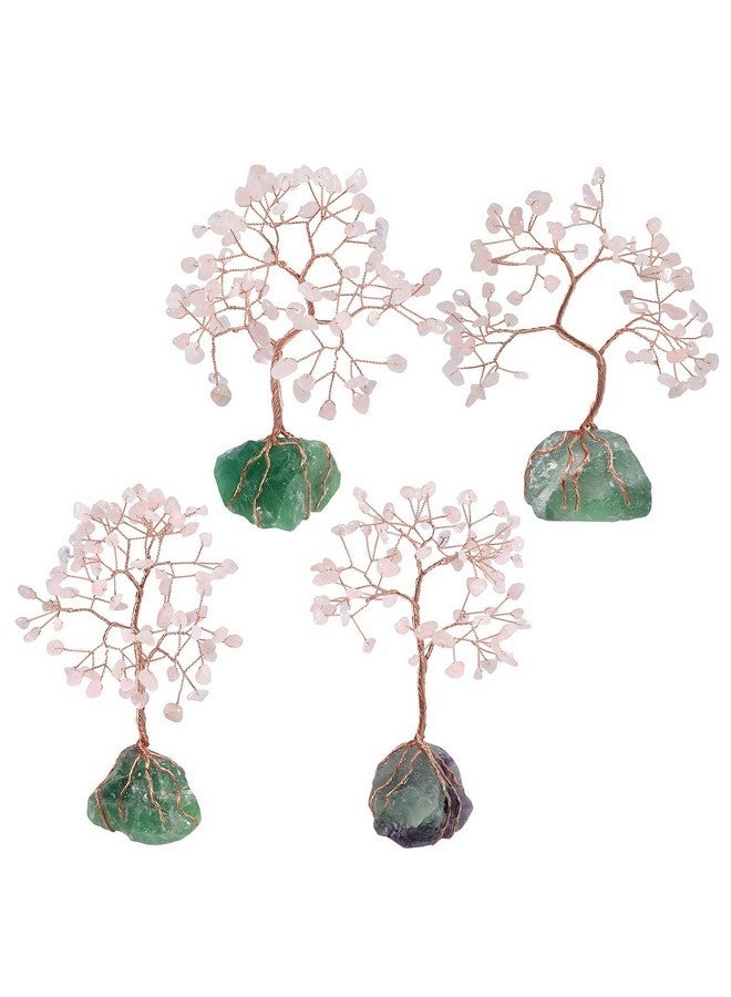 رووك كلاود شجرة نقود كريستالية من روك كلاود بقاعدة من عناقيد الفلوريت الخام غير المنتظمة، شجرة بونساي محظوظة مصنوعة من أسلاك النحاس لديكور سطح المكتب والمنزل، كوارتز وردي - Image 4