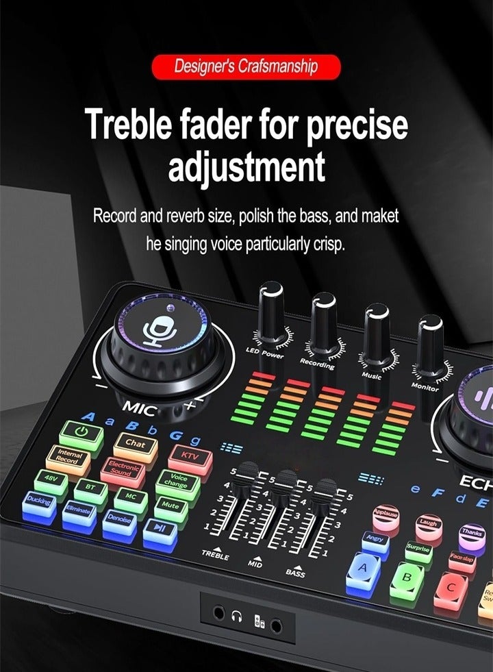 Tiktok live singing dedicated, professional 48V live sound card, mobile phone sound card, music mixer (with tripod microphone) - Image 4