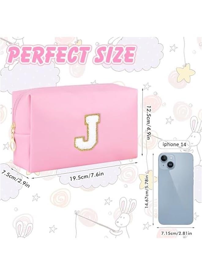 هدايا للمعلم، حقيبة ماكياج مخصصة، حقيبة تجميل لطيفة للسفر، حقيبة تواليت صغيرة من الفراء الصناعي مع حرف PU، organizer لحقيبة الماكياج، هدية عيد ميلاد أنيقة لابنتك المراهقة (وردي J) - Image 4