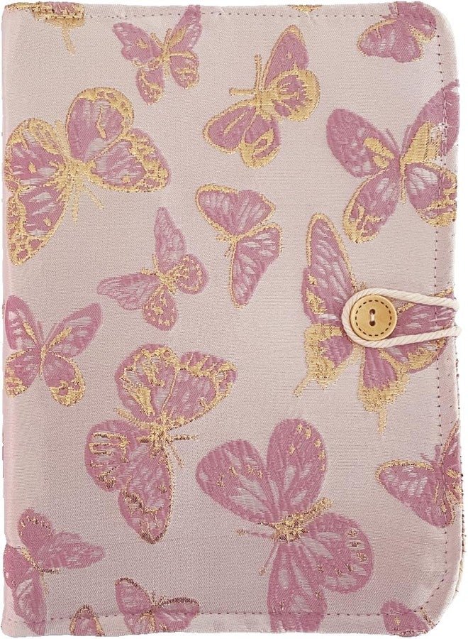 ipoul A5 Binder, 6 Ring Binder, Refillable Journal, Butterfly Notebook, Embroidered Journal, Budget Binder, 6"x8" Unlined Paper, Sketchbook, Travelers Journal, Butterfly Gifts, Planner Binder, Pink - Image 1