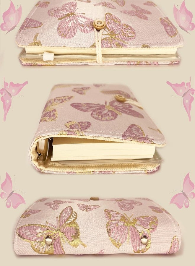 ipoul A5 Binder, 6 Ring Binder, Refillable Journal, Butterfly Notebook, Embroidered Journal, Budget Binder, 6"x8" Unlined Paper, Sketchbook, Travelers Journal, Butterfly Gifts, Planner Binder, Pink - Image 5