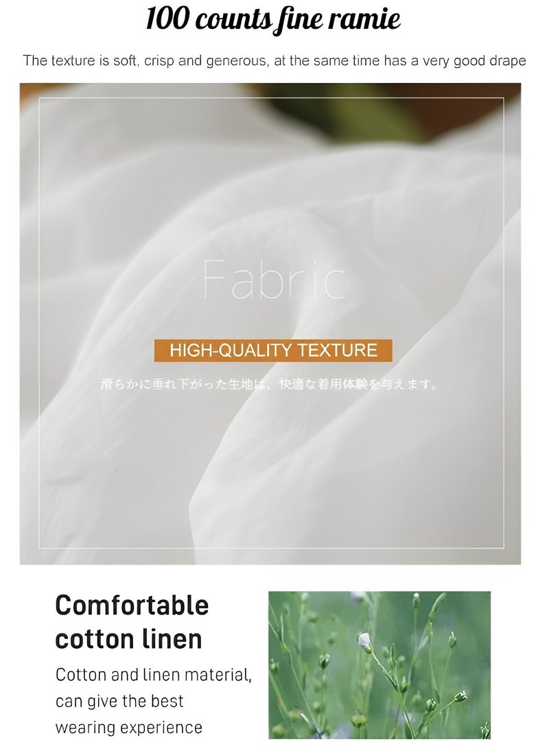 REOCLE Women’s V Neck Puff-Sleeved Dress Vintage Lace-Spliced Hollow-Out Maxi Dress for Summer Linen Sun Dress Maxi Tunic Beach Dresst Casual - Image 5