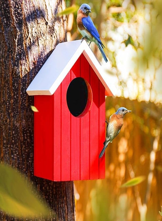 LIVEONCE Wooden Multi Color Bird House Color RED REQULAR - Image 1