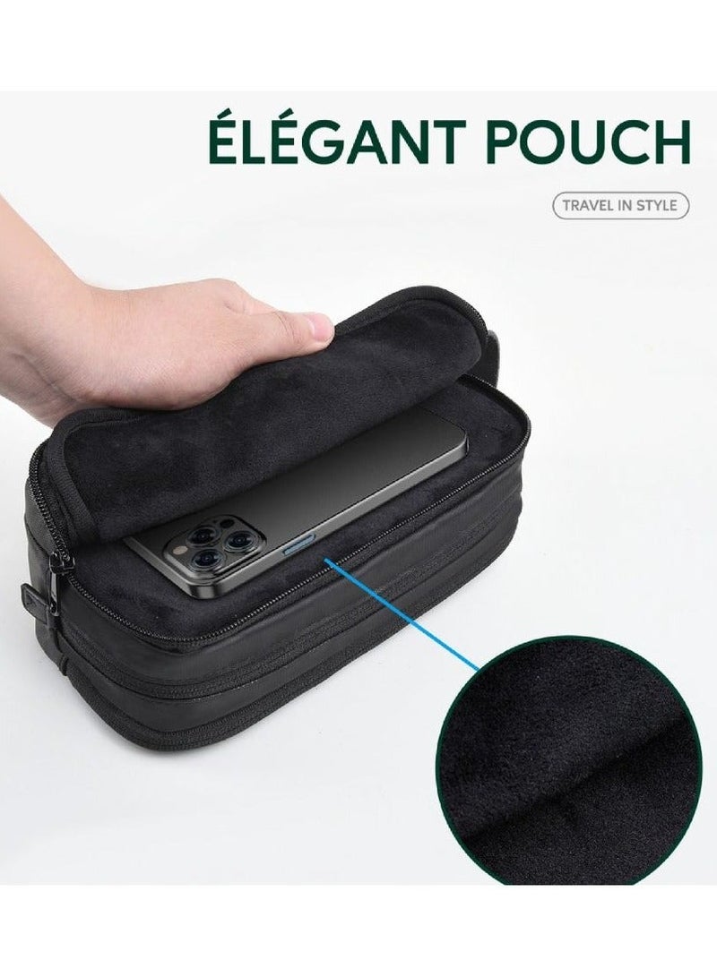 GREEN LION Elegant Pouch Travel In Style, Luxurious, Top Grade Material, Waterproof And Quick-Dry interior And Coating, Shock Resistance To Fall Off, Multifunctional Storage with Multi Pockets - Black - Image 2
