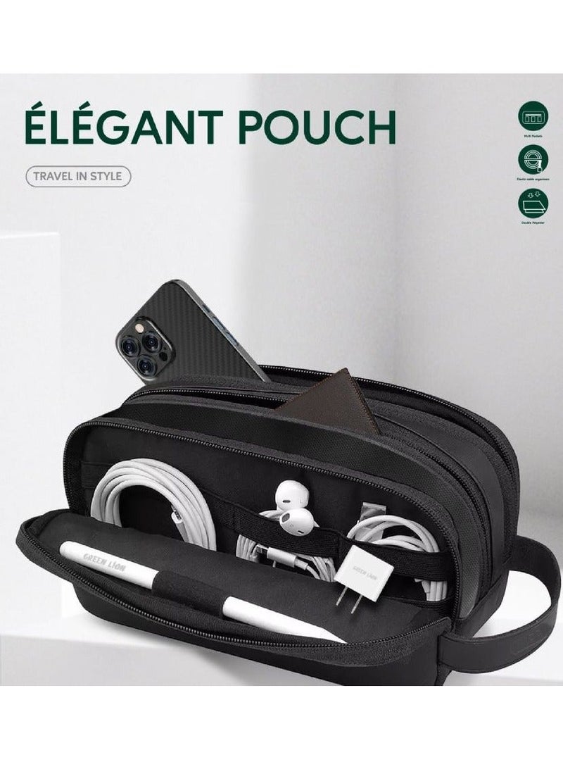 GREEN LION Elegant Pouch Travel In Style, Luxurious, Top Grade Material, Waterproof And Quick-Dry interior And Coating, Shock Resistance To Fall Off, Multifunctional Storage with Multi Pockets - Black - Image 4
