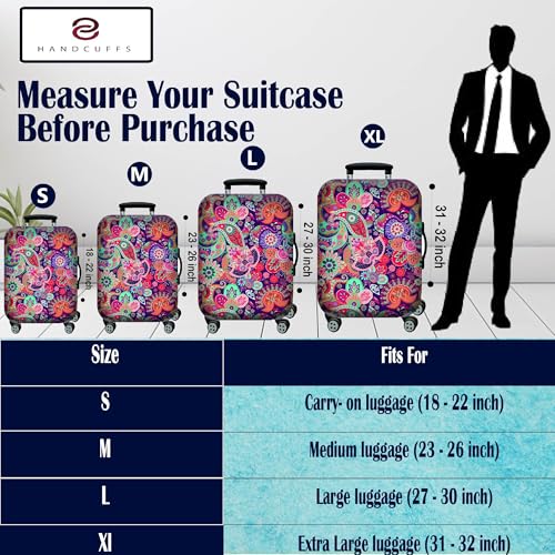 Handcuffs Luggage Cover Trolley Travel Covers, Washable Dust Proof Anti-Scratch Suitcase Protector (Multicolour-Mandala, L (27"-30")) - Image 3