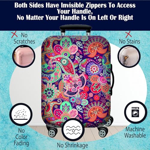 Handcuffs Luggage Cover Trolley Travel Covers, Washable Dust Proof Anti-Scratch Suitcase Protector (Multicolour-Mandala, L (27"-30")) - Image 5
