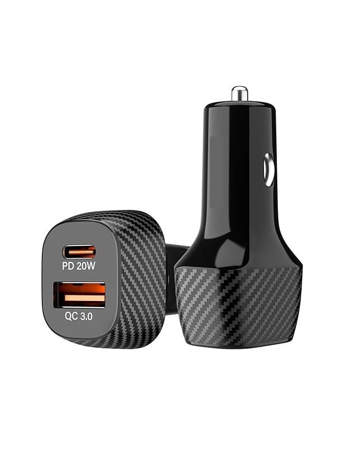 شاحن سيارة فائق السرعة 38 واط – منافذ USB-C و USB مزدوجة | PD20W و QC3.0 | متوافق مع iPhone 14، Samsung، Android وأكثر | حماية ضد زيادة الفولتية، زيادة التيار، الدائرة القصيرة | صغير وموثوق - Image 1