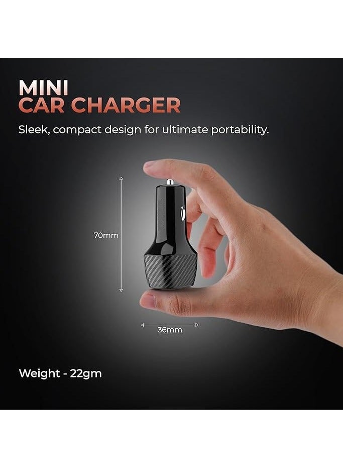 شاحن سيارة فائق السرعة 38 واط – منافذ USB-C و USB مزدوجة | PD20W و QC3.0 | متوافق مع iPhone 14، Samsung، Android وأكثر | حماية ضد زيادة الفولتية، زيادة التيار، الدائرة القصيرة | صغير وموثوق - Image 3