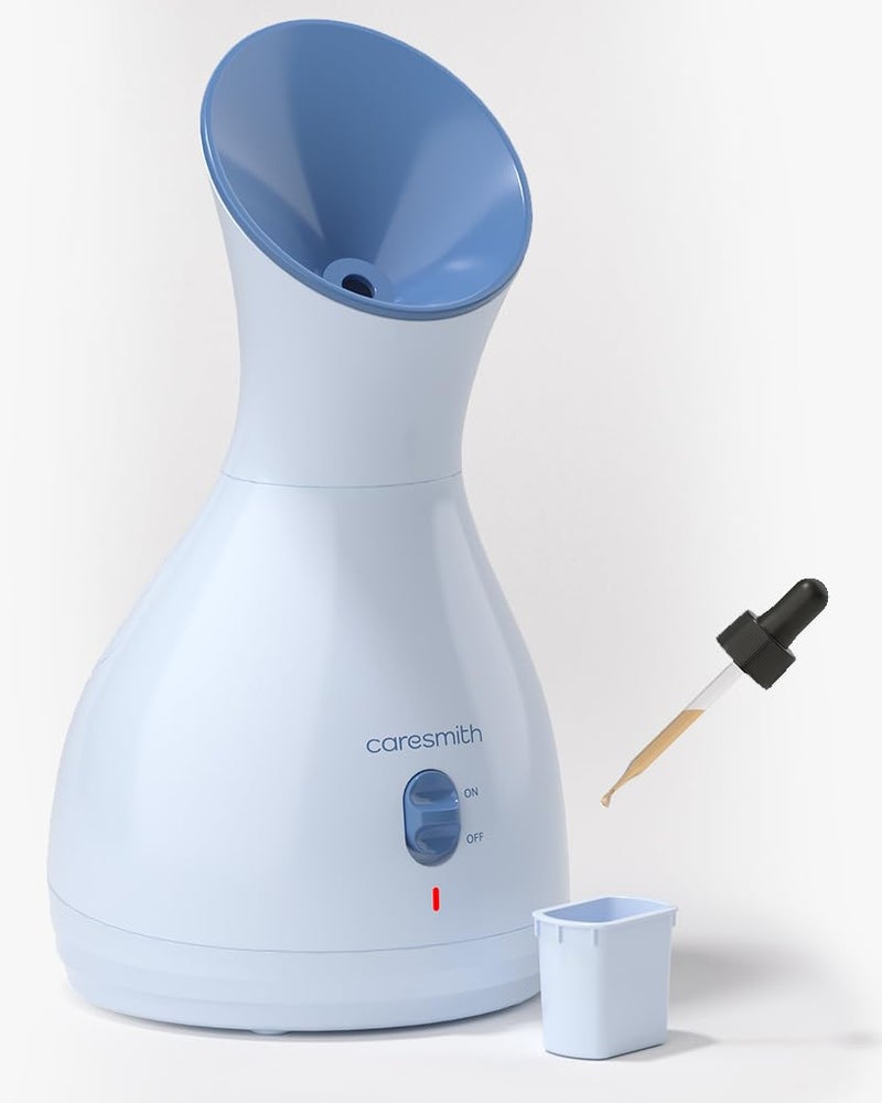 CARESMITH 2 In 1 Face Steamer Steamer For Cold Cough 16 Mins Of Natural Steam With 170Ml Large Tank Dedicated Chamber For Balms Oils Vaporizer Steamer With Cough Cold Facial AntiSplash Technology - Image 1