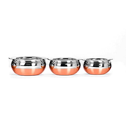 RJ kitchenware Store Handi Copper Bottom Stainless Steel .8 Liter, 1.5 Liter, 2 Liter Copper Base Patila/Dekchi/Bhagona/Handi for Boiling Milk, Cooking Biryani Rice Combo of 3 (Color - Silver) - Image 5
