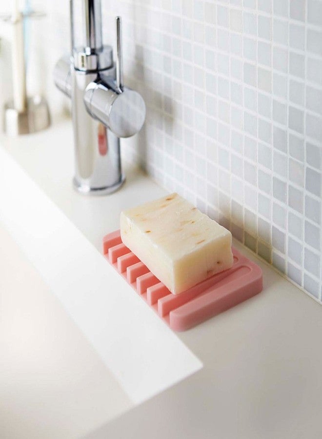 CONNECTWIDE� Silicon soap Drying mat Self Draining Silicone Drying Mat Silicone Soap Dish/Soap Holder Soap Tray Size : 12 * 8 * 1Cm (1 pc) (Baby Pink) - Image 1