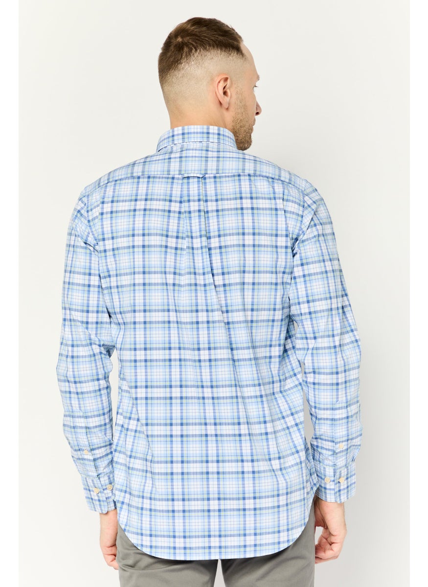 GANT Men Regular Fit Checkered Long Sleeves Casual Shirt, Blue  - Image 4