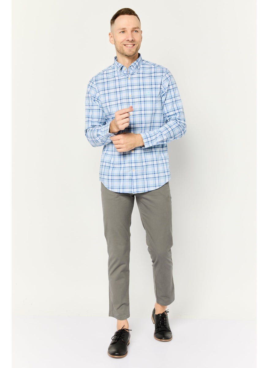 GANT Men Regular Fit Checkered Long Sleeves Casual Shirt, Blue  - Image 2