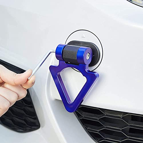 AUTO MT Car Tow Hook Universal Triangle Decorative Racing Style Trailer Hook Sticker Rear Tow Strap Tow Hook Towing Belt for Car Bumper (ONLY Decoration) (Blue VSHAPE Dummy Hook) - Image 5